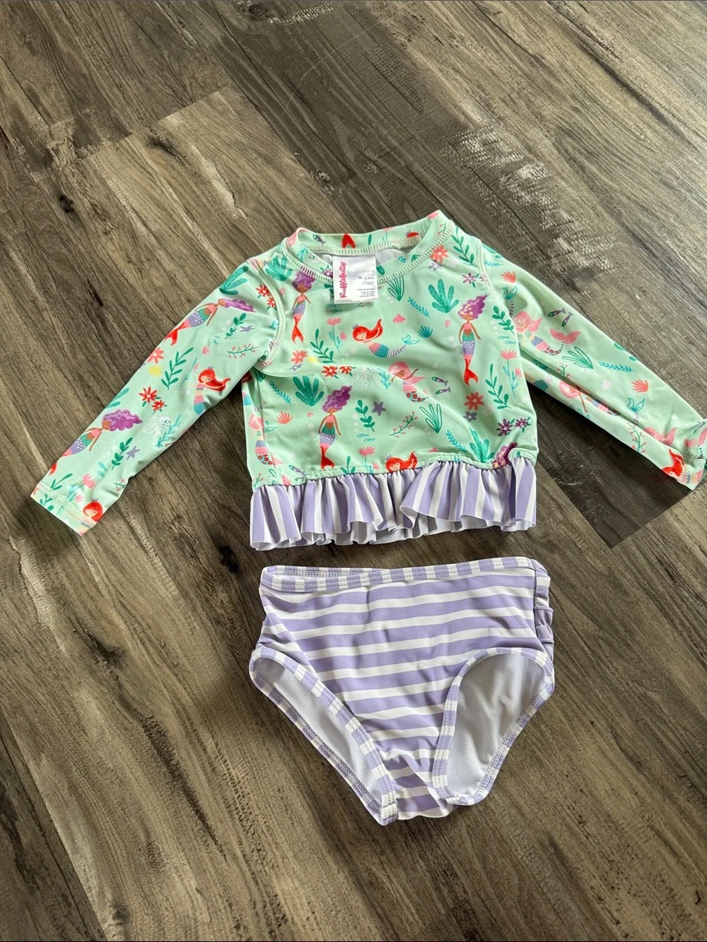 New RuffleButts 2-Piece Mermaids Rashguard Swimsuit